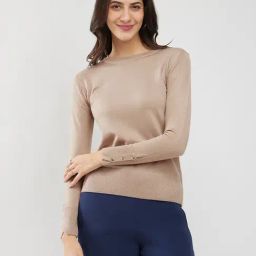 Fablestreet Beige Acrylic Regular Fit Sweater-picture-7