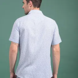 Crimsoune Club Blue Blended Slim Fit Self Shirt image 2