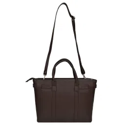 Horra Dark Brown Solid Laptop Handbag image 2