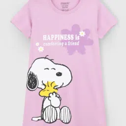 Nap Chief Girls Lavender Cotton Relaxed Fit Character Based Casual Dress-image-75