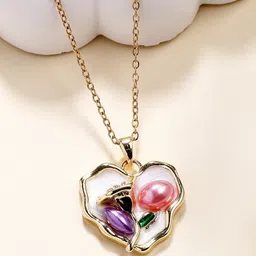 Estele Gold-Plated Artificial Stones Studded Heart Shaped Pendant-picture-12