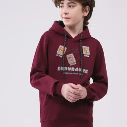 Monte Carlo Boys Maroon Printed Hooded Sweatshirt-picture-21