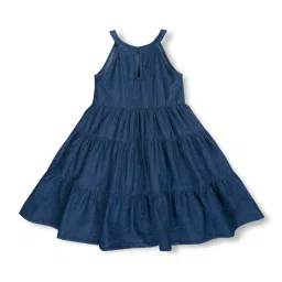 Gini & Jony Kids Blue Solid Dress image 2