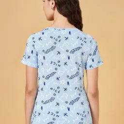 Honey by Pantaloons Blue Cotton Printed T-Shirt image 2