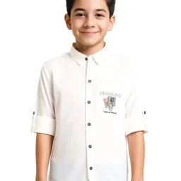 Charchit Boys White Cotton Graphic Regular Fit Shirt-picture-18