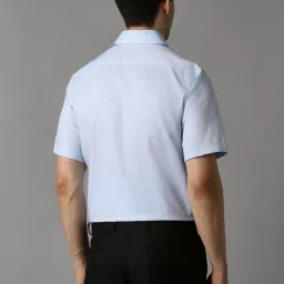 Louis Philippe Blue Cotton Regular Fit Texture Shirt image 2