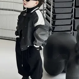 TrendyKid Boys Lapel Collar Lightweight Leather Jacket-picture-41