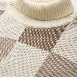 Roadster Men Beige & Brown Checked Pullover image 4