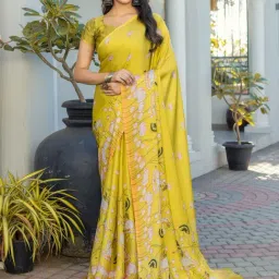 Saree Mall Yellow Satin Self Saree with Blouse Piece-picture-38