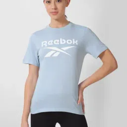 Reebok Blue Cotton Logo Print Sports T-Shirt-image-37