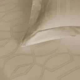 DDecor Beige Cotton 300TC Geometric Bedsheet with 2 Pillow Cover image 3