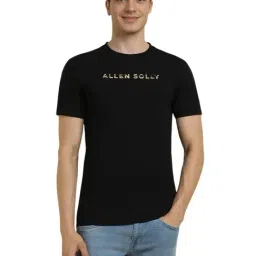 Allen Solly Black Cotton Slim Fit Logo Printed T-Shirt-picture-33