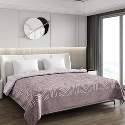 Monte Carlo Purple & White Floral Heavy Winter 800 GSM Double Bed Blanket image 1