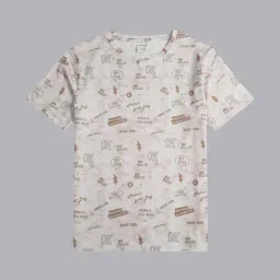 Cavio Kids Peach Printed T-Shirt-image-12