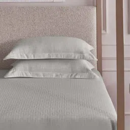 DDecor Beige Cotton 300TC Geometric Bedsheet with 2 Pillow Cover image 2