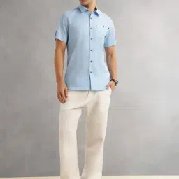 Thomas Scott Light Blue Cotton Regular Fit Shirt image 4