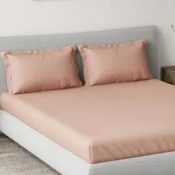 DDecor Pink Cotton 180TC Bedsheet with 2 Pillow Cover image 2