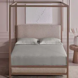 DDecor Beige Cotton 300TC Geometric Bedsheet with 2 Pillow Cover-picture-13