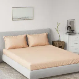 DDecor Orange Cotton 180TC Bedsheet with 2 Pillow Cover-picture-15