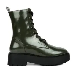 London Rag Women's Dark Green Derby Boots-picture-41