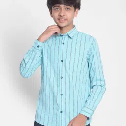 Crimsoune Club Kids Blue Striped Full Sleeves Shirt-image-65