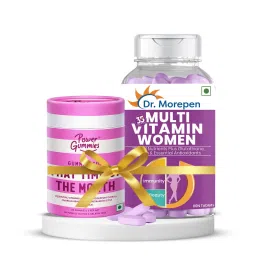 Vitality and Immunity Boost Bundle for Women | Power Gummies That Time of The Month, 40 gummies + DR. MOREPEN Multivitamins for Women with Calcium & Herbal Extracts for Energy & Immunity Boost - 60 Veg Tablets-image-75