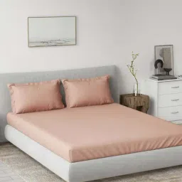 DDecor Pink Cotton 180TC Bedsheet with 2 Pillow Cover-image-71