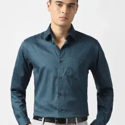 Van Heusen Blue Cotton Regular Fit Printed Shirt-picture-32