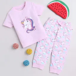 Bumzee Kids Lavender Cotton Printed T-Shirt Set-image-70