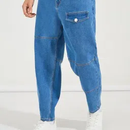 Styli Dark Blue Balloon Fit Cargo Jeans-image-38