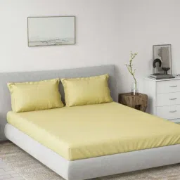 DDecor Yellow Cotton 180TC Bedsheet with 2 Pillow Cover-picture-33