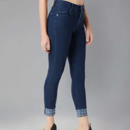 DOLCE CRUDO Navy Plain Jeans image 3