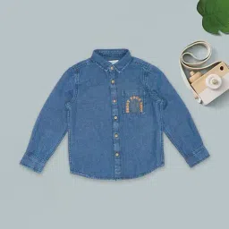 Pantaloons Junior Boys Blue Glow Printed Shirt-picture-36