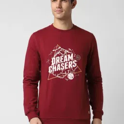 Peter England University Maroon Slim Fit Printed Sweatshirt-picture-25