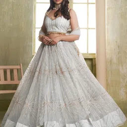 Zeel Clothing Embellished Sequinned Semi-Stitched Lehenga & Blouse With Dupatta-picture-20