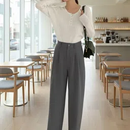 COVZ Women Smart High-Rise Easy Wash Pleated Trousers-picture-28