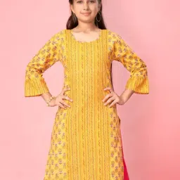 Aarika Kids Yellow Printed Kurti-image-56