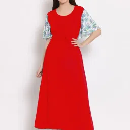 PATRORNA Red Regular Fit Nighty-picture-11