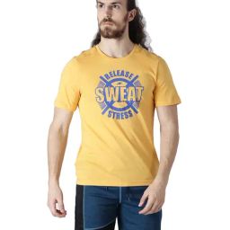 ALCIS Yellow Round Neck Cotton T-Shirt-picture-42