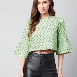 Chimpanzee Green & Black Printed Crop Top-image-69