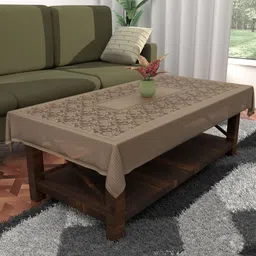 Aura Brown Floral Cotton 4-Seater Table Cover with Embroidered details-image-20