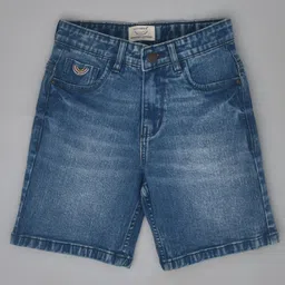 YOUMAA 100% Cotton Light Washed Denim Shorts - Blue-image-2