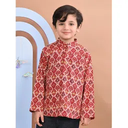 Superminis Full Sleeves Sanganeri Printed Kurta - Maroon-picture-21