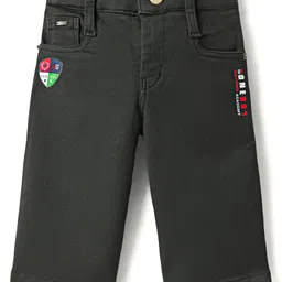 Noddy Cotton Lycra Patch Detailed & Typography Printed Jamaican Shorts - Olive-picture-16