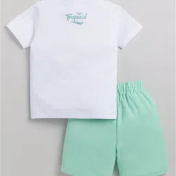 Little Ninja Cotton Half Sleeves Tropical Theme Printed Coordinating Tee & Shorts Set - Green image 3