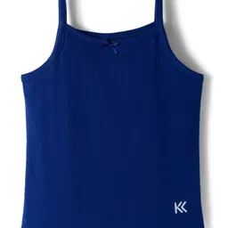 kookie kids india Kookie Kids Cotton Lycra Knit Sleeveless Solid Color Slips with Bow Applique Pack of 2 - Navy Blue image 2