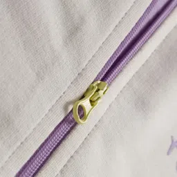 Primo Gino 100% Cotton French Terry Knit Full Sleeves Hooded Sweatjacket With Text Print - Lilac image 4