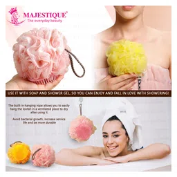 Majestique Loofah with Shampoo Massager Set of 1 Bathing Sponge Multicolour image 4