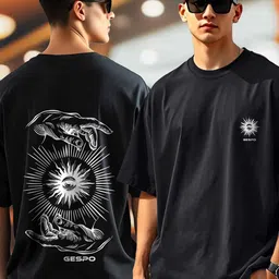 AUSK Graphic Printed Round Neck Drop-Shoulder Sleeves Pure Cotton Oversized T-shirt image 5