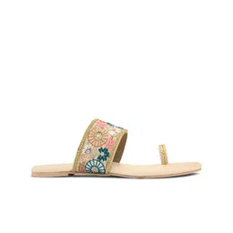 pelle albero Women Woven Design Open Toe Flats With Ethnic - Embellished image 5
